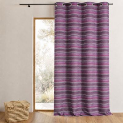 Rideau jacquard isolant à fines rayures (140x260 cm - Prune)