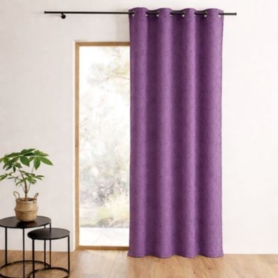 Rideau jacquard à motif géométrique et œillets (140x260 cm - Violet)
