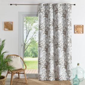 Rideau Jacquard Motif Jungle (140x260 cm - Blanc)