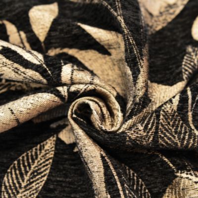 Rideau Jacquard Motif Jungle (140x260 cm - Noir)