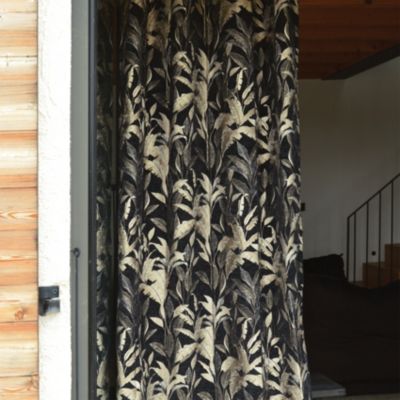 Rideau Jacquard Motif Jungle (140x260 cm - Noir)
