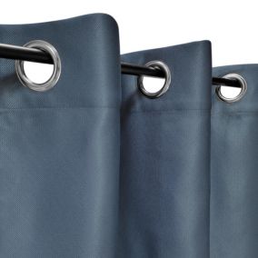 Rideau Jacquard Obscurissant en Bleu Marine 140x240cm avec Œillets - Prêt à Poser