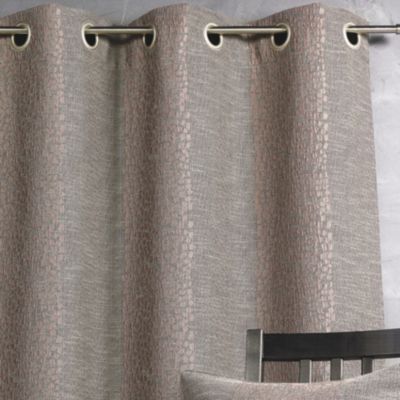 Rideau jacquard rayures brodées (140x260 cm - Vieux rose)