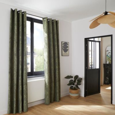 Rideau Kerala kaki Linder l.145 x H.260 cm