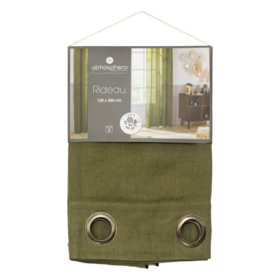 Rideau Linah - lin - vert kaki - 130x260 cm - Atmosphera