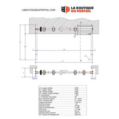 Rideau Métallique Galvanisé Motorisé 220V Lames Pleines 7/10ème L3000 H2500 CLASSIC BOX