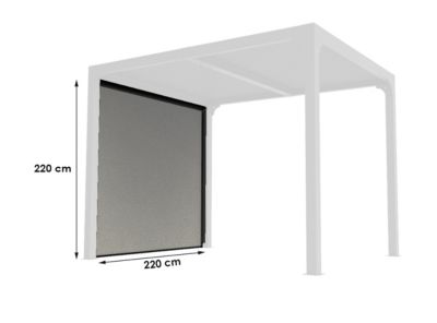 Rideau manuel PVC gris clair 2,40 m pour pergola bioclimatique Habrita PER2430BI