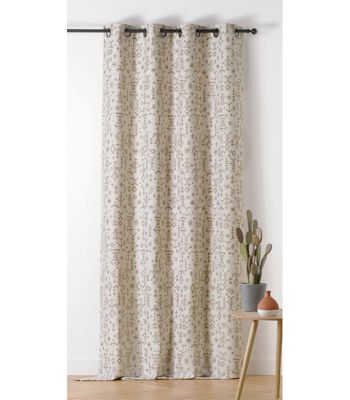 Rideau motif aztèque Mescal - 140x240cm - Ecru