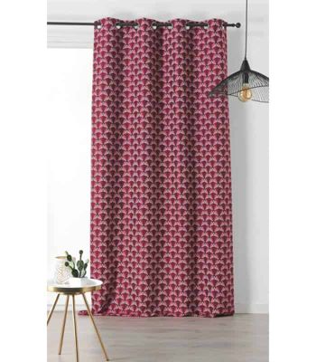 Rideau motif vintage rouge - 135x240cm - Rouge