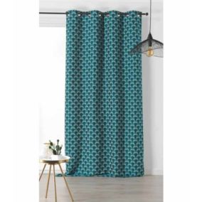 Rideau motif vintage vert - 135x240cm - Vert