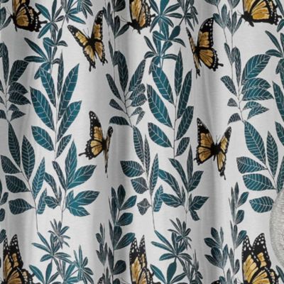 Rideau nature papillon (140x270 cm - Jaune)