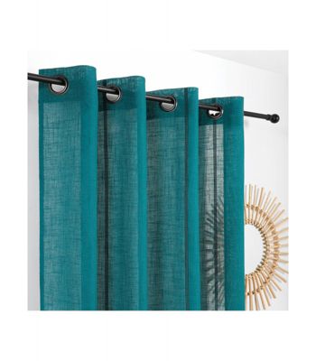 Rideau naturel chic jeanne - 145x260cm - Bleu canard