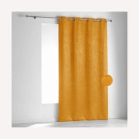 Rideau non feu M1 en velours fiore (140x260 cm - Jaune)