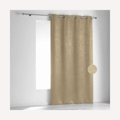 Rideau non feu M1 en velours fiore (140x260 cm - Naturel)
