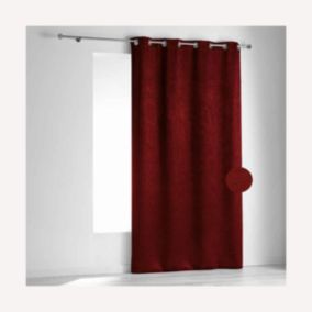 Rideau non feu M1 en velours fiore (140x260 cm - Rouge)