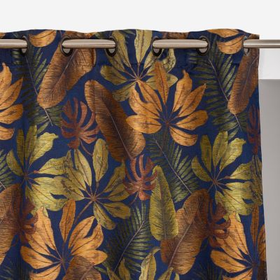 Rideau obscurcissant à œillet Tropico Rocle l.135 x l.260 cm bleu marine