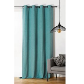 Rideau obscurcissant et isolant  -  - Effet tissé (140x260 cm - Bleu)