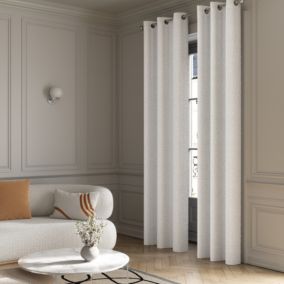 Rideau occultant à œillets effet bouclette Oliva blanc cassé L.260 x l.140cm GoodHome