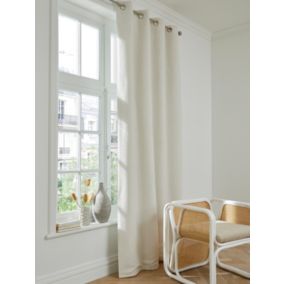 Rideau occultant à œillets effet bouclette Oliva blanc cassé L.260 x l.140cm GoodHome