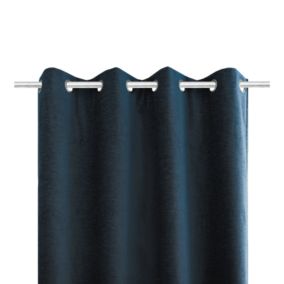 Rideau occultant à œillets effet chenille Isti bleu marine L.260 x l.140cm GoodHome