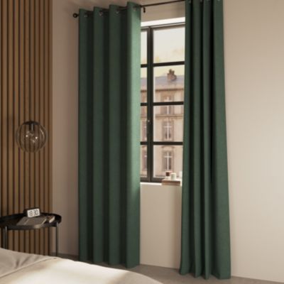 Rideau occultant à œillets effet chenille Isti vert emeraude l.140 x H.260cm GoodHome