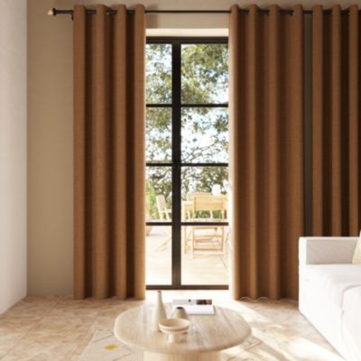 Rideau occultant à œillets effet tissé Novan jaune moutarde l.140 x H.260cm GoodHome