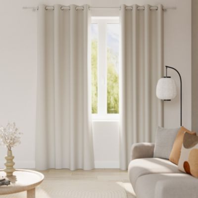 Rideau occultant à œillets effet tissé Pasig beige lin l.140 x H.260cm GoodHome