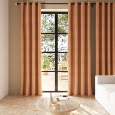 Rideau occultant à œillets en suédine Komod marron camel l.140 x H.260 cm GoodHome