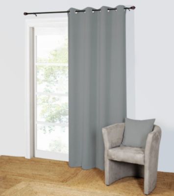 Rideau occultant à œillets gris clair l. 135 x H. 240 cm
