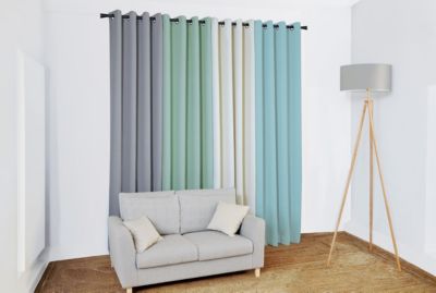 Rideau occultant à œillets gris clair l. 135 x H. 240 cm