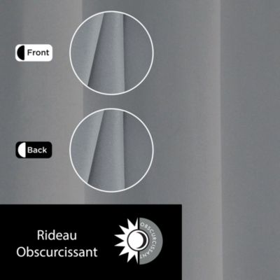 Rideau occultant à œillets gris clair l. 135 x H. 240 cm
