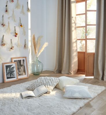 Rideau occultant à œillets Novan couleur lin l.140 x H.260 cm GoodHome