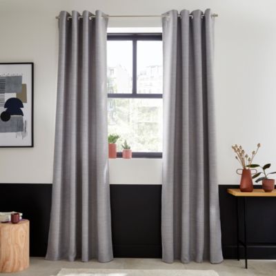 Rideau occultant à œillets Novan gris clair l.140 x H.260cm GoodHome