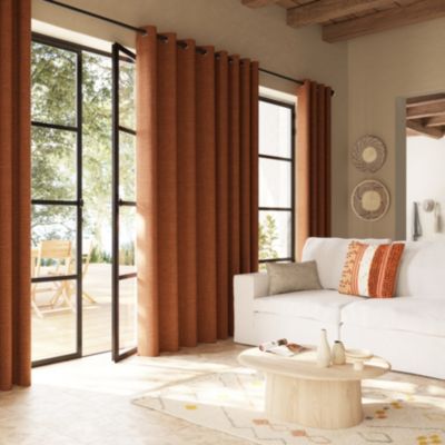 Rideau occultant à œillets Novan terracotta l.140 x H.240cm GoodHome
