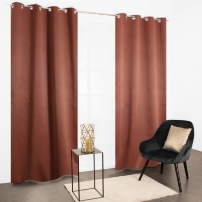 Rideau occultant à œillets uni Sky terracotta L.240 x L.135cm JBY Creation