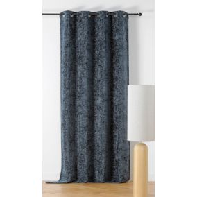 Rideau occultant à oeillets Aspen bleu minuit L.250 x l.135cm Linder