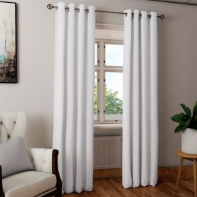 Rideau occultant à oeillets effet tissé Novan blanc optique L.260 x l.140cm GoodHome