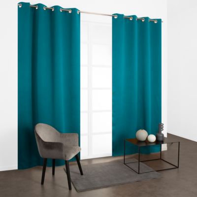 Rideau occultant à oeillets Must bleu canard brillant L.240 x l.135cm JBY Creation