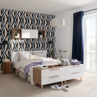 Rideau occultant à oeillets Novan bleu l.140 x H.260cm GoodHome