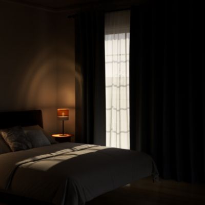 Rideau occultant à oeillets Novan bleu l.140 x H.260cm GoodHome