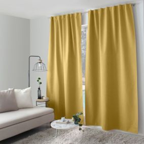 Rideau occultant aspect chambray (140x240 cm - Jaune moutarde)