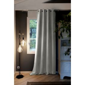 Rideau occultant doublure polaire polyester gris 140x280 cm