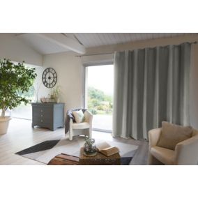 Rideau occultant doublure polaire polyester gris 280x260 cm