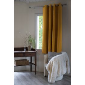 Rideau occultant doublure polaire polyester jaune 140x280 cm