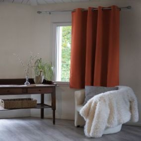 Rideau occultant doublure polaire polyester orange 140x180 cm