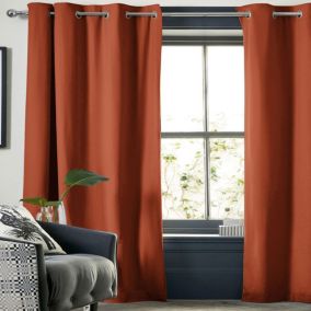 Rideau occultant doublure polaire polyester orange 140x280 cm