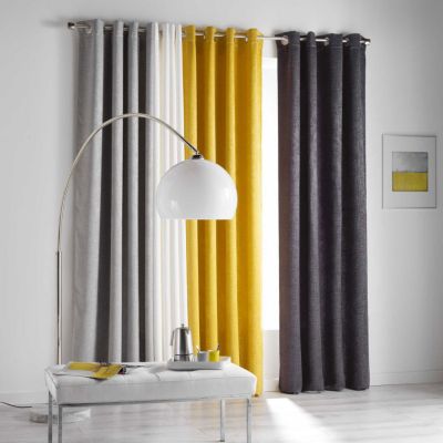 Rideau Occultant  - Effet Velours "Peau" (140x240 cm - Jaune)