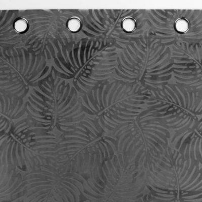 Rideau occultant en velours feuilles de monstera (140x240 cm - Gris)