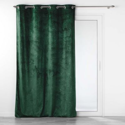 Rideau occultant en velours feuilles de monstera (140x240 cm - Vert)