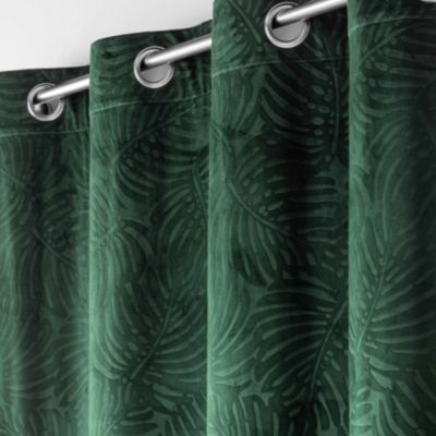 Rideau occultant en velours feuilles de monstera (140x240 cm - Vert)